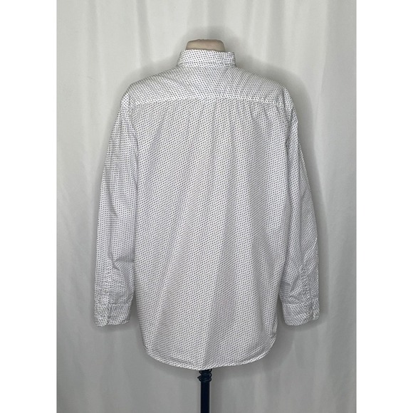 FRANK & EILEEN White Blue Heart Print Buttondown Shirt Top Academia Preppy Large